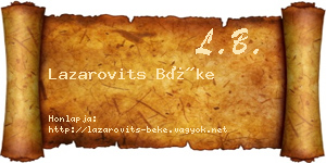 Lazarovits Béke névjegykártya